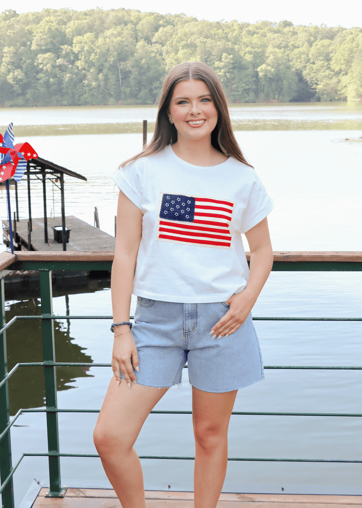 Land Of The Free Top - White