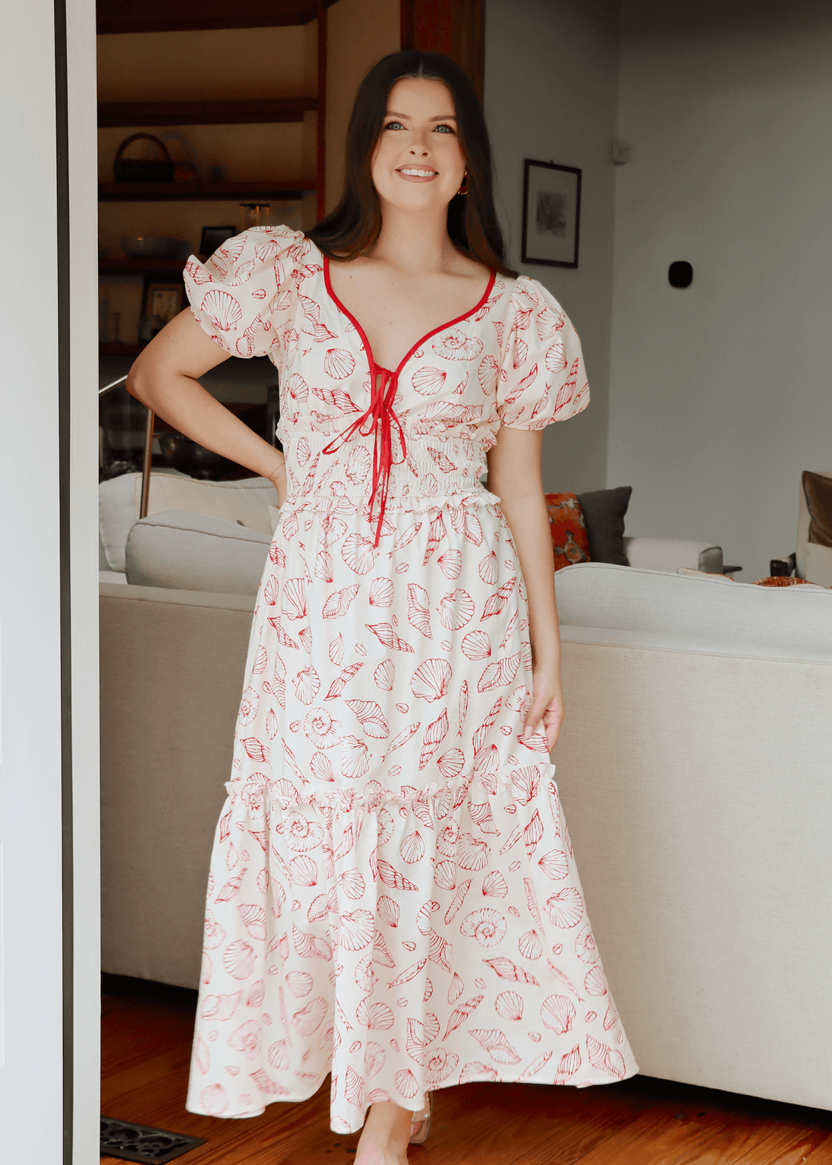 Meet Me At Beach Midi Dress - Red/Multi