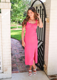 Always Here Midi Dress - Fuchsia Dresses MerciGrace Boutique.
