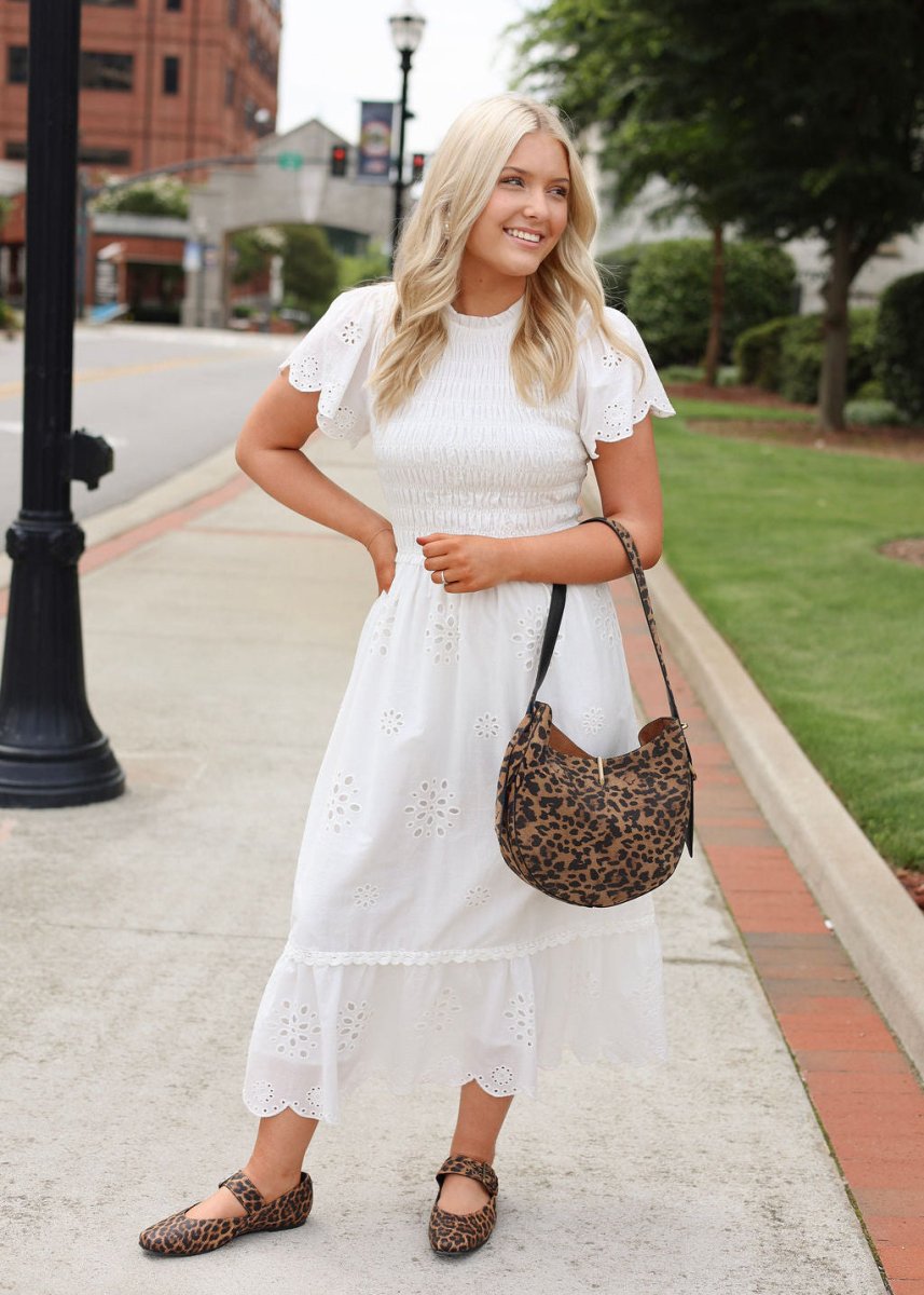 Bloomfield Smocked Midi Dress in White