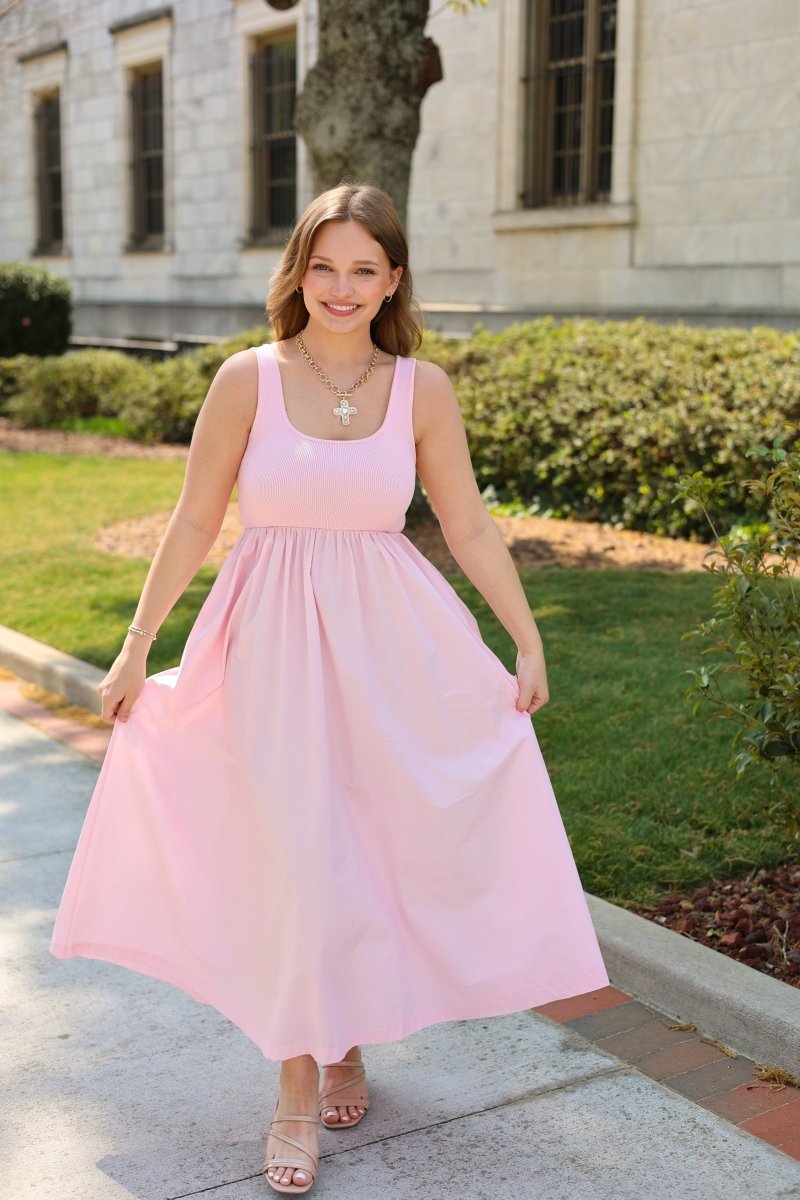 Charlotte Midi Dress in Baby Pink
