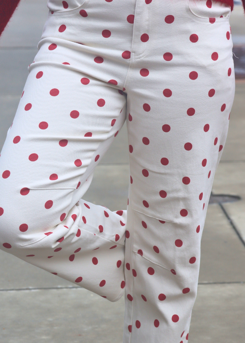 Rosie Polka Dot Barrel Pants - Red
