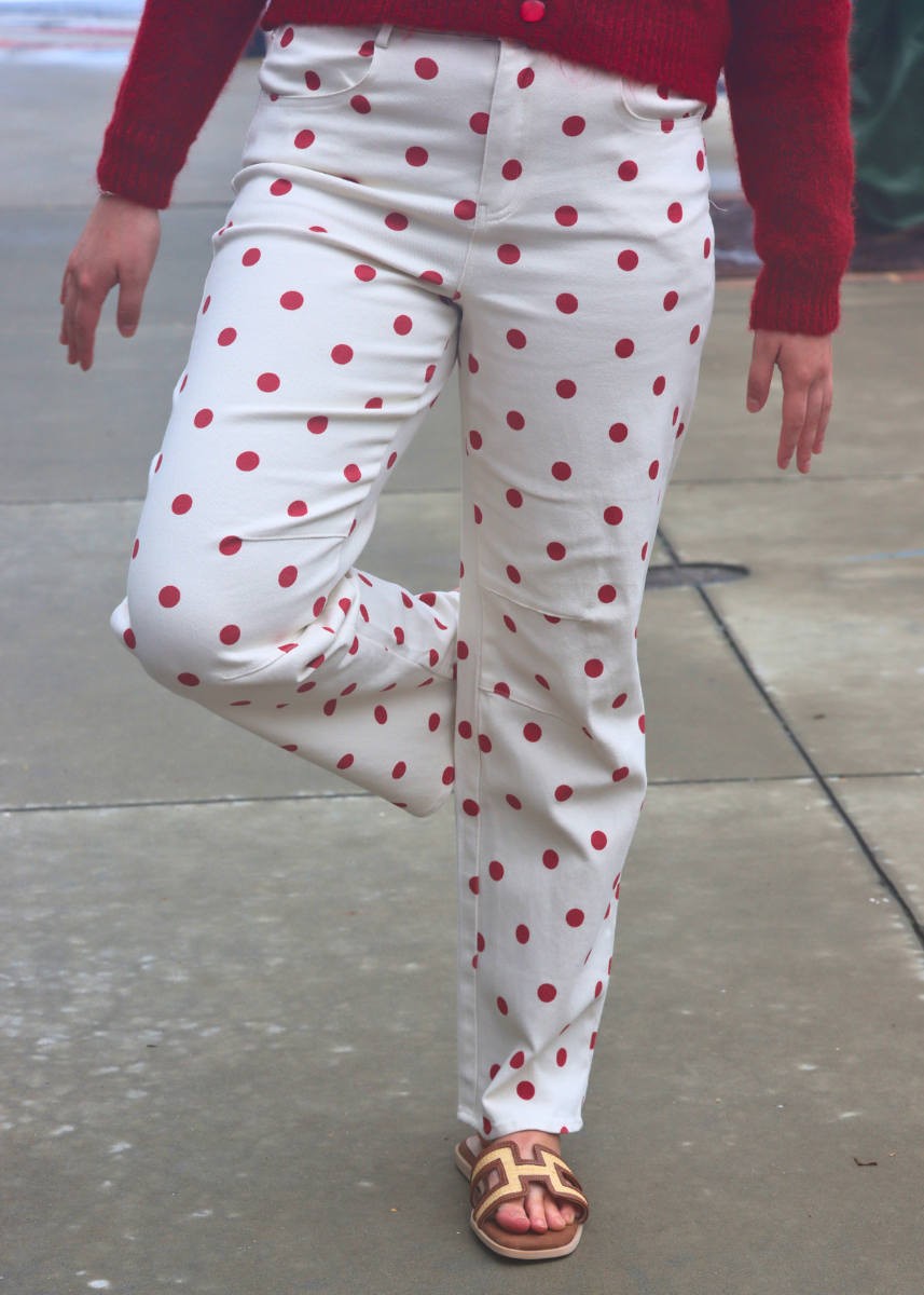 Rosie Polka Dot Barrel Pants - Red