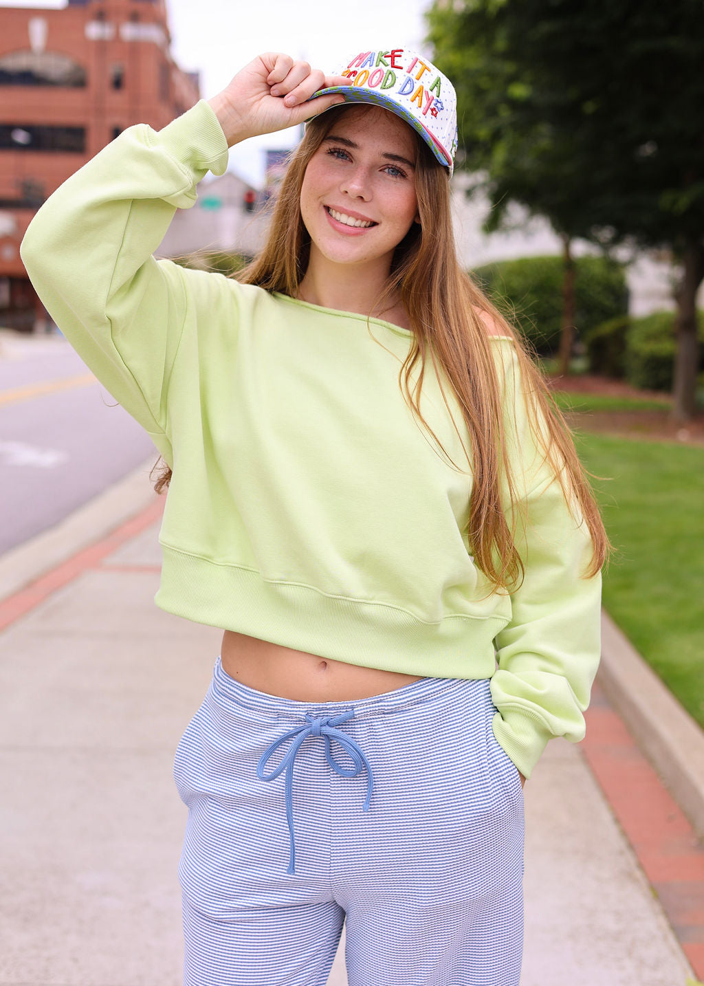 Make It A Good Day Hat - Cream/Multi