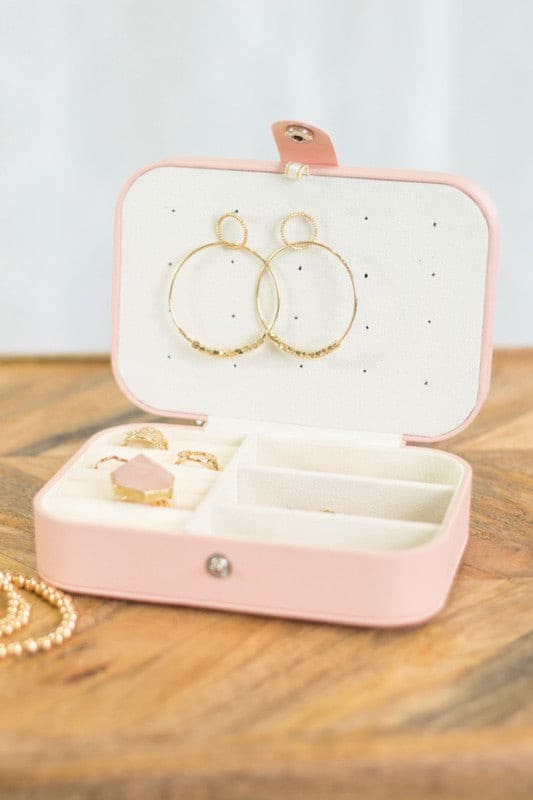 Travel Jewelry Box - Pink Accessories MerciGrace Boutique.