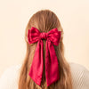 Satin Hair Bow- Dark Red