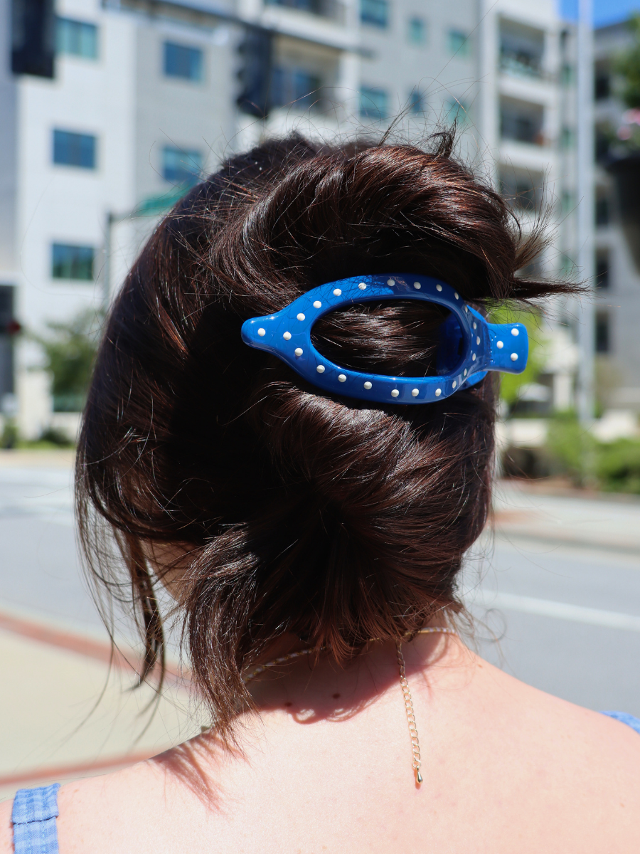 Lay Down 2.0 Claw Clip - Polka Dot/Royal Blue