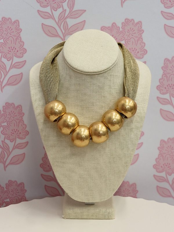 Bandana Mesh Fabric Necklace - Gold