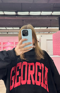 GEORGIA & GA Print Reversible Mockneck Sweatshirt - Black with Red Lettering