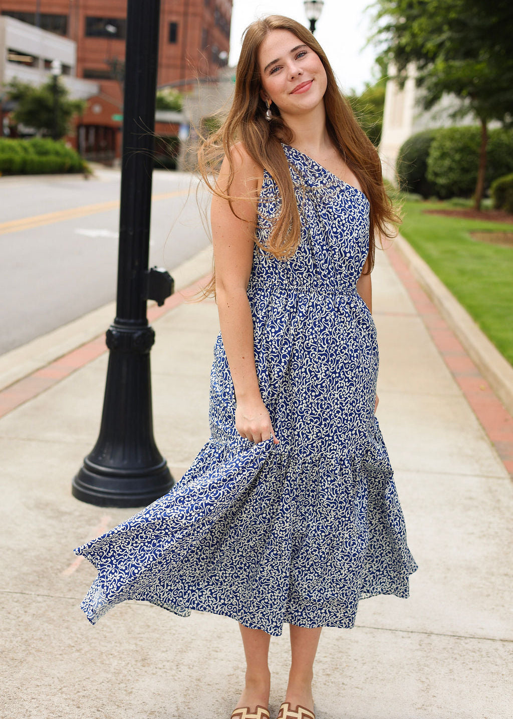 Freedom Blooms Maxi Dress - Blue/White