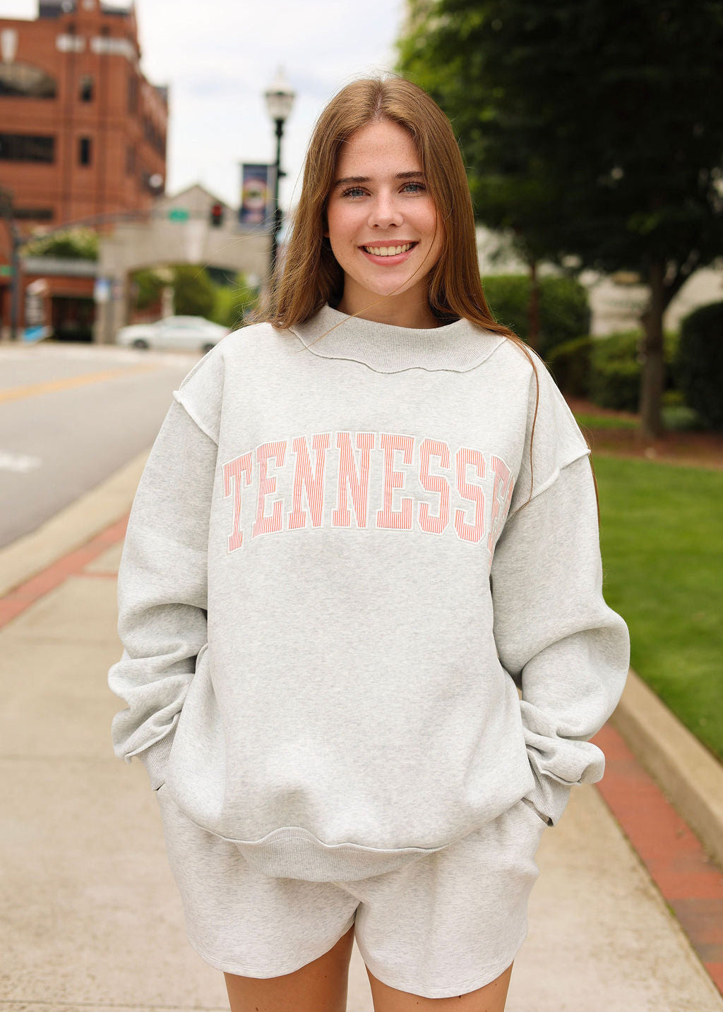 TENNESSEE Mockneck Orange stripe with White Print