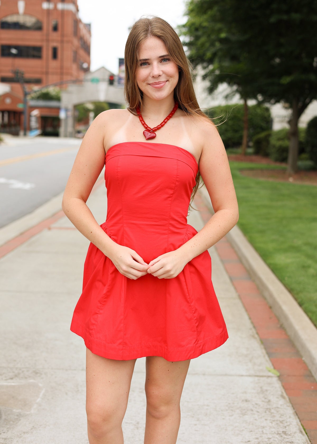 Cherry on Top Fold Over Strapless Mini Dress