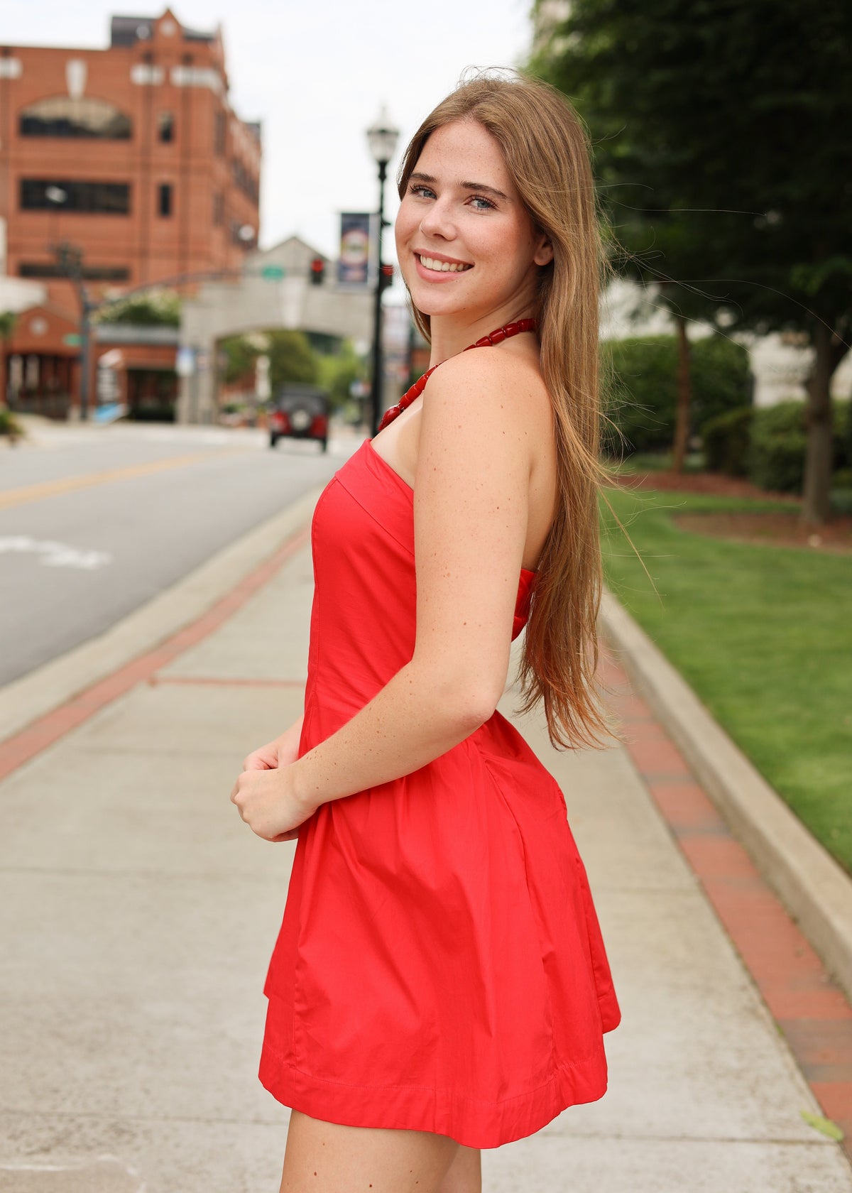 Cherry on Top Fold Over Strapless Mini Dress