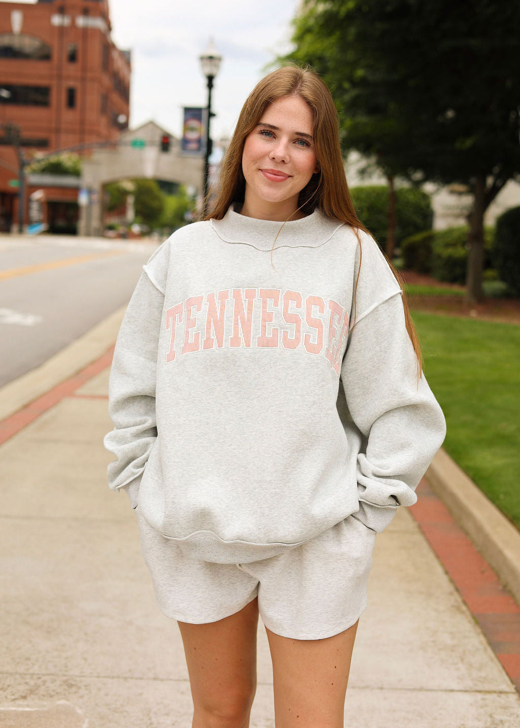 TENNESSEE Mockneck Orange stripe with White Print