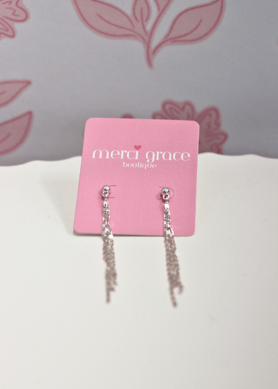 3 Chain Linear Earrings - Rhodium