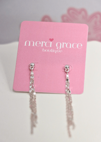 3 Chain Linear Earrings - Rhodium - MerciGrace BoutiqueEarrings