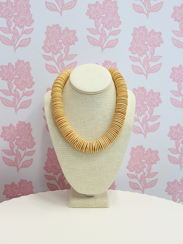 Wood Disk Bead Necklace Sets - Ivory