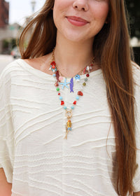 Layered Sealife Multi Charm Necklace - Tortoise/Gold