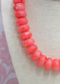 Chunky Marble Bead Necklace - Light Coral
