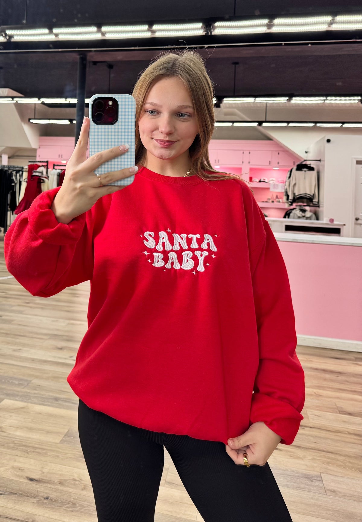 Santa Baby Crew - Red with White Embroidery