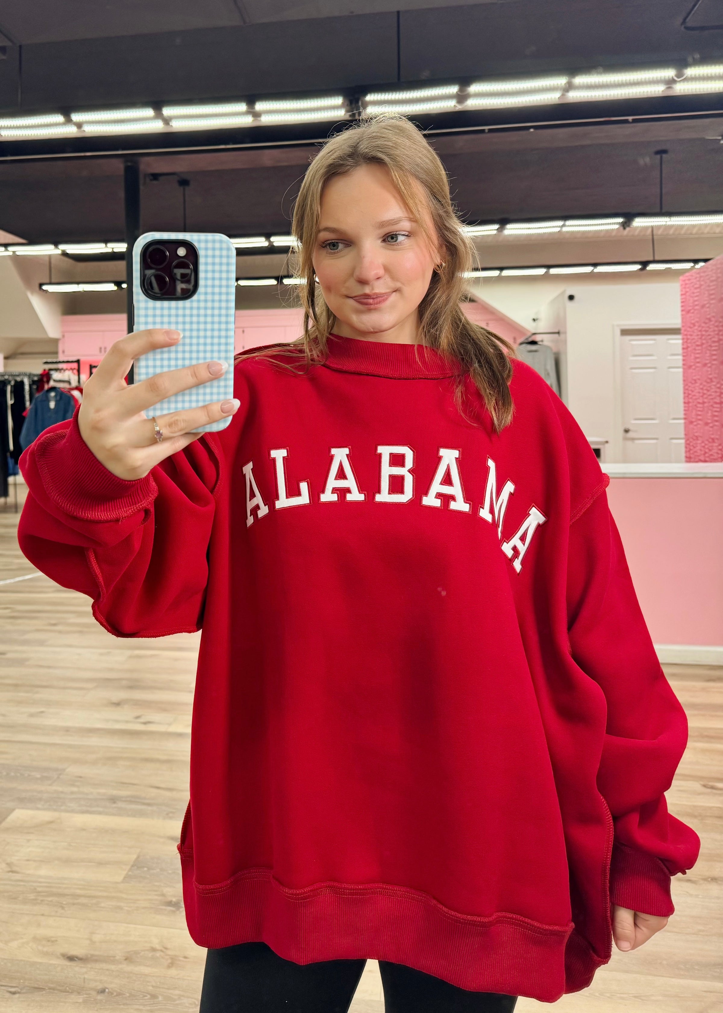 Alabama Embroidered Mock Neck Sweatshirt - Crimson