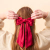 Satin Hair Bow- Dark Red