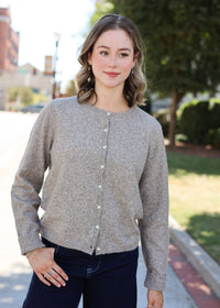 Flower Button Down Cardigan - Mocha