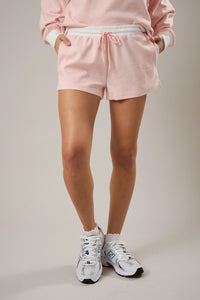 Mid Rise Stripe Shorts - Peach Cream Stripe