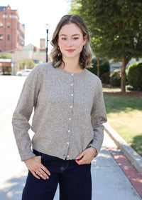 Flower Button Down Cardigan - Mocha