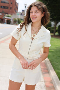 Live Happy Romper - Ivory