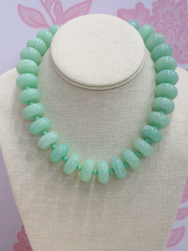 Rondelle Bead Necklace Set - Jade/Gold