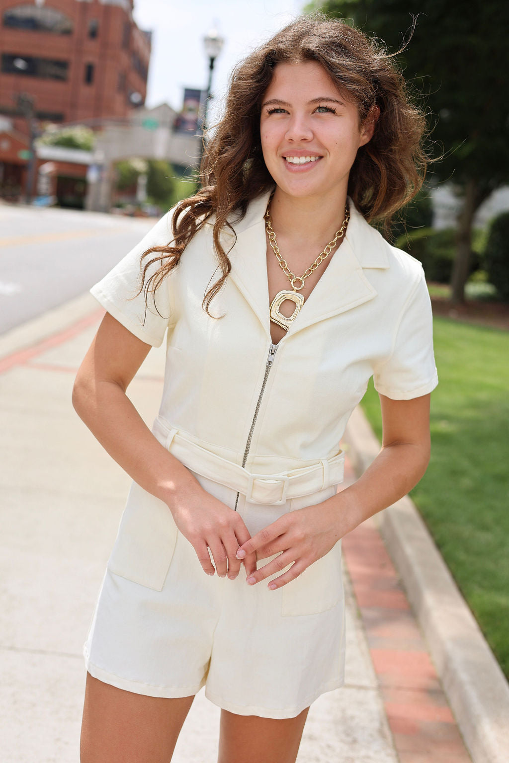 Live Happy Romper - Ivory