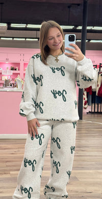 Joy Printed Soft Heathered Fleece Terry Jogger Pants