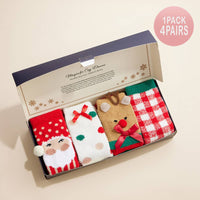 4Pairs - Santa Reindeer Christmas Gift Socks - MerciGrace BoutiqueSocks