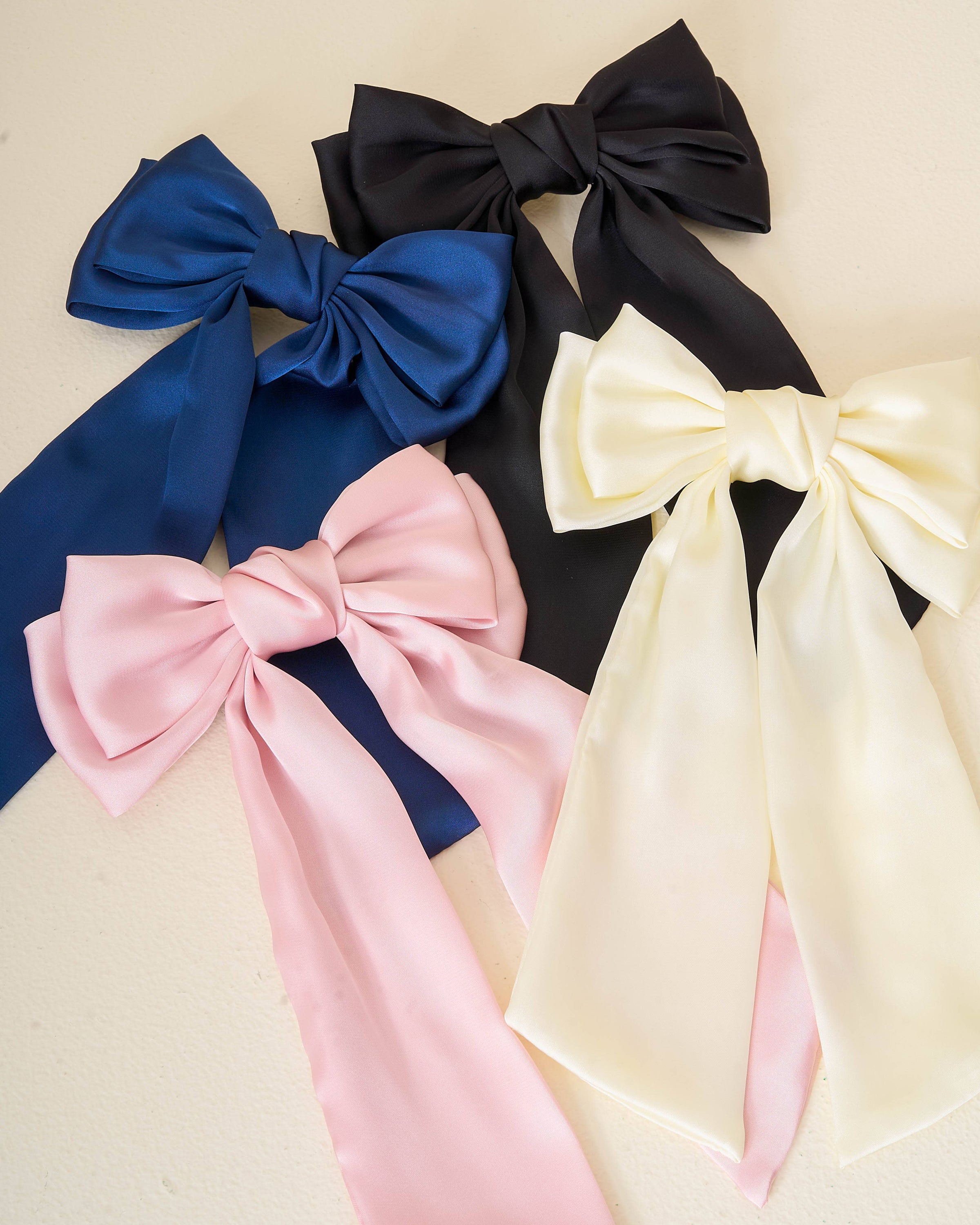 Satin Hair Bow- Cream