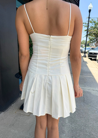 Ivory Daydream Pleated Mini Dress