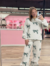 Joy Printed Soft Heathered Fleece Terry Jogger Pants