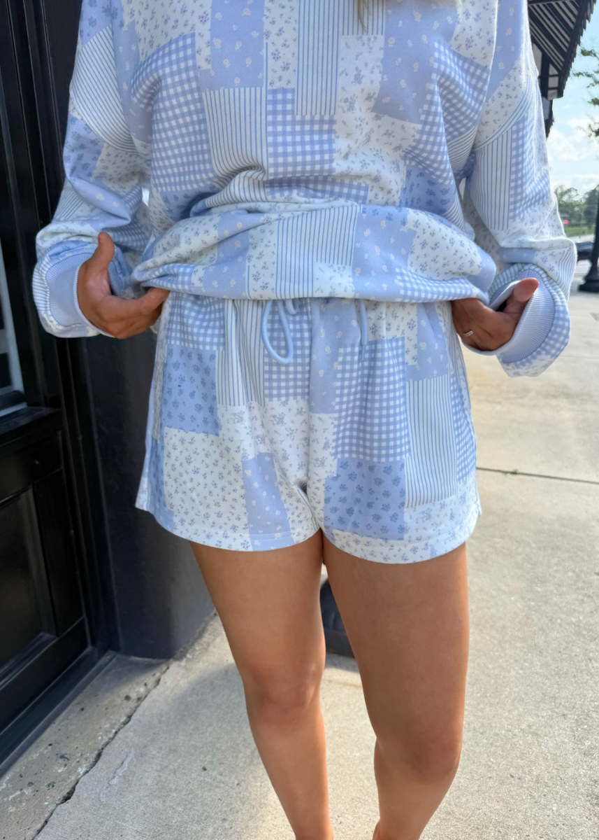 Blue Skies Patchwork Lounge Shorts