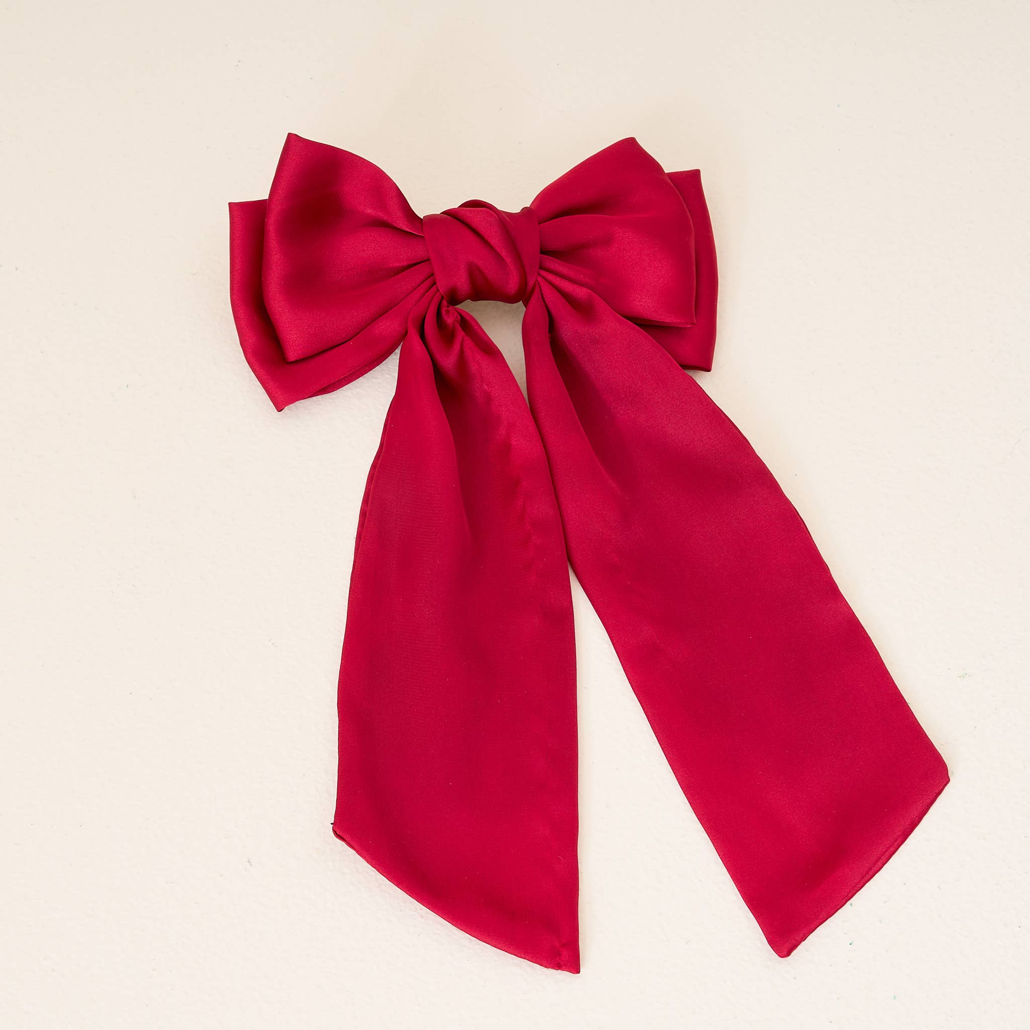 Satin Hair Bow- Dark Red