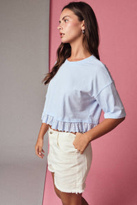 PT19365 Eyelet Hem Boxy Knit Top