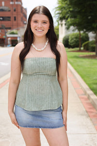 Waves Tube Top - Sage Green