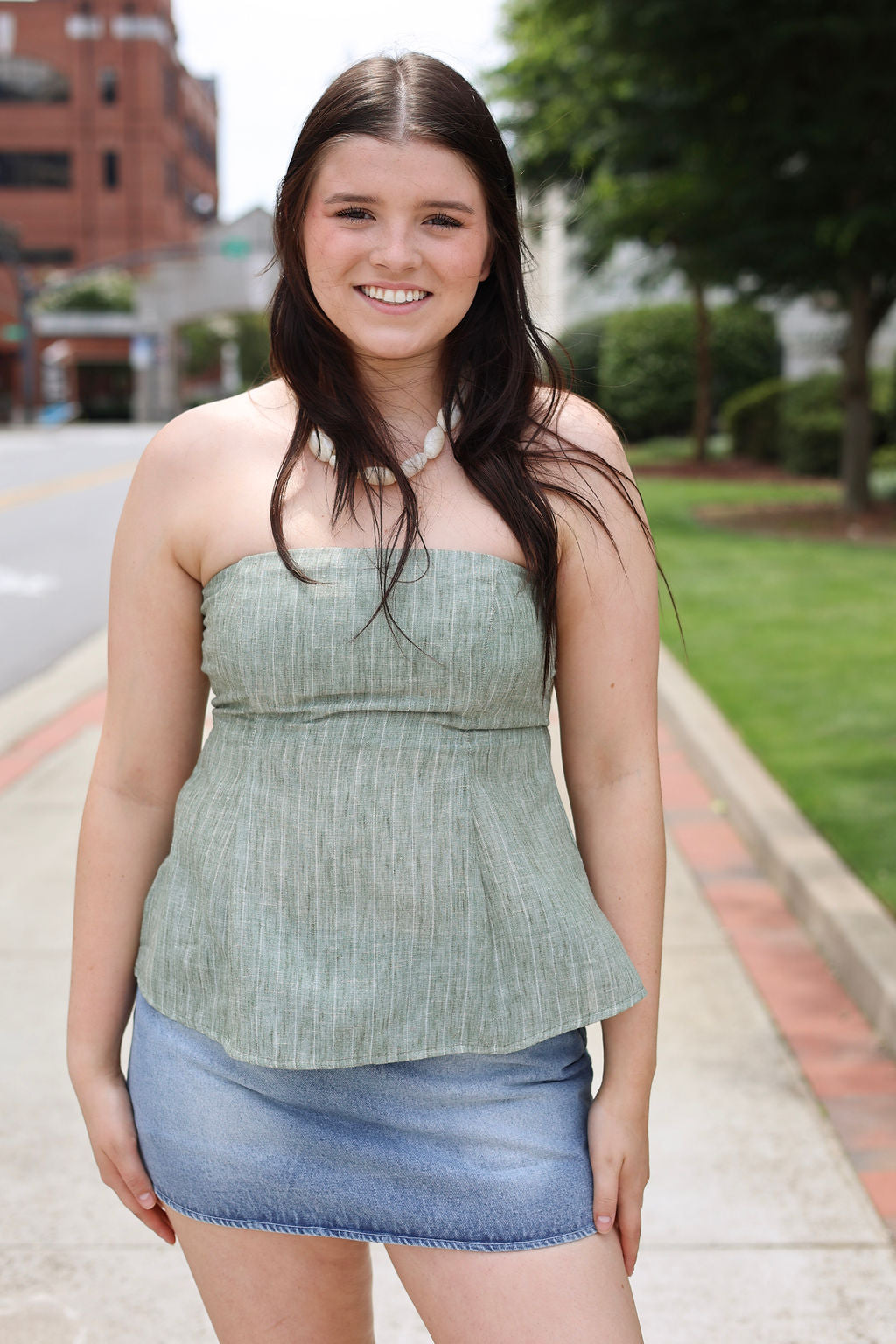 Waves Tube Top - Sage Green