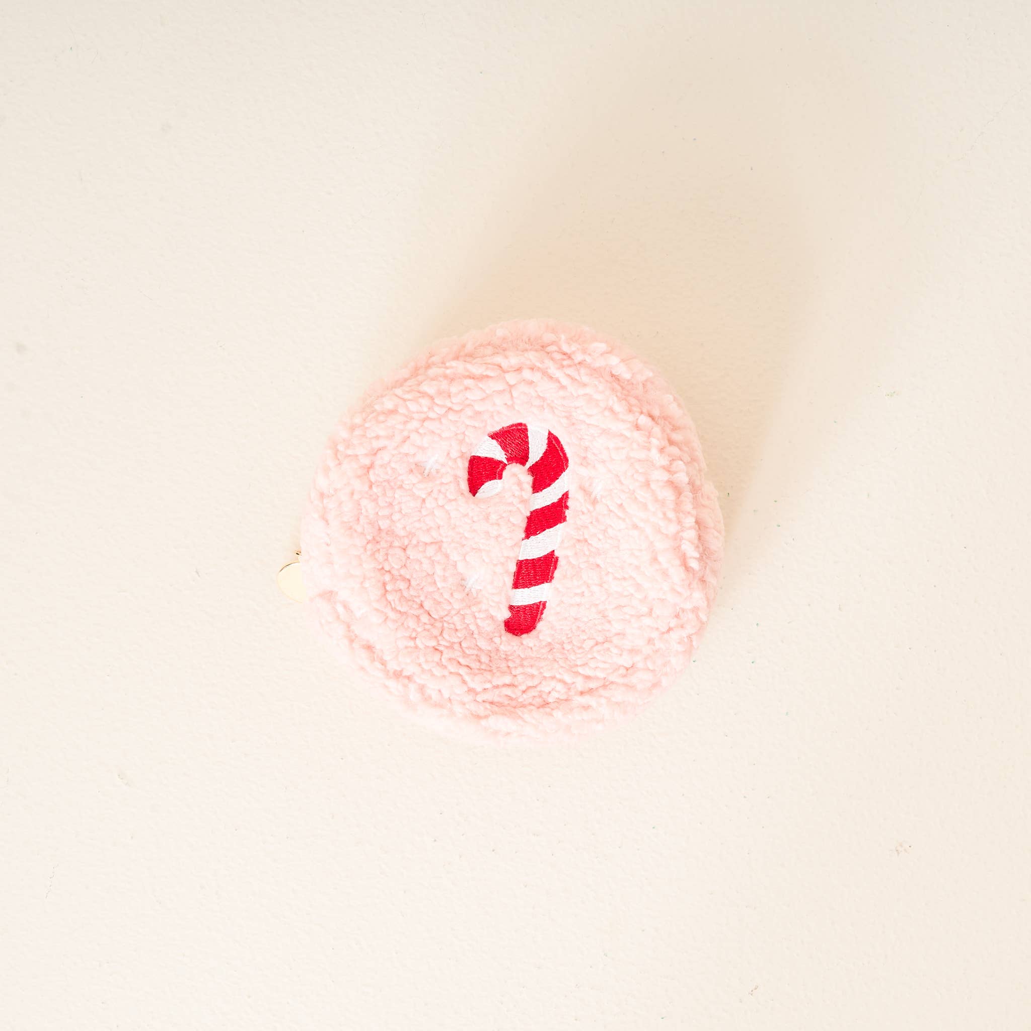 Circle Teddy Pouch-Candy Cane