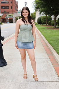 Waves Tube Top - Sage Green