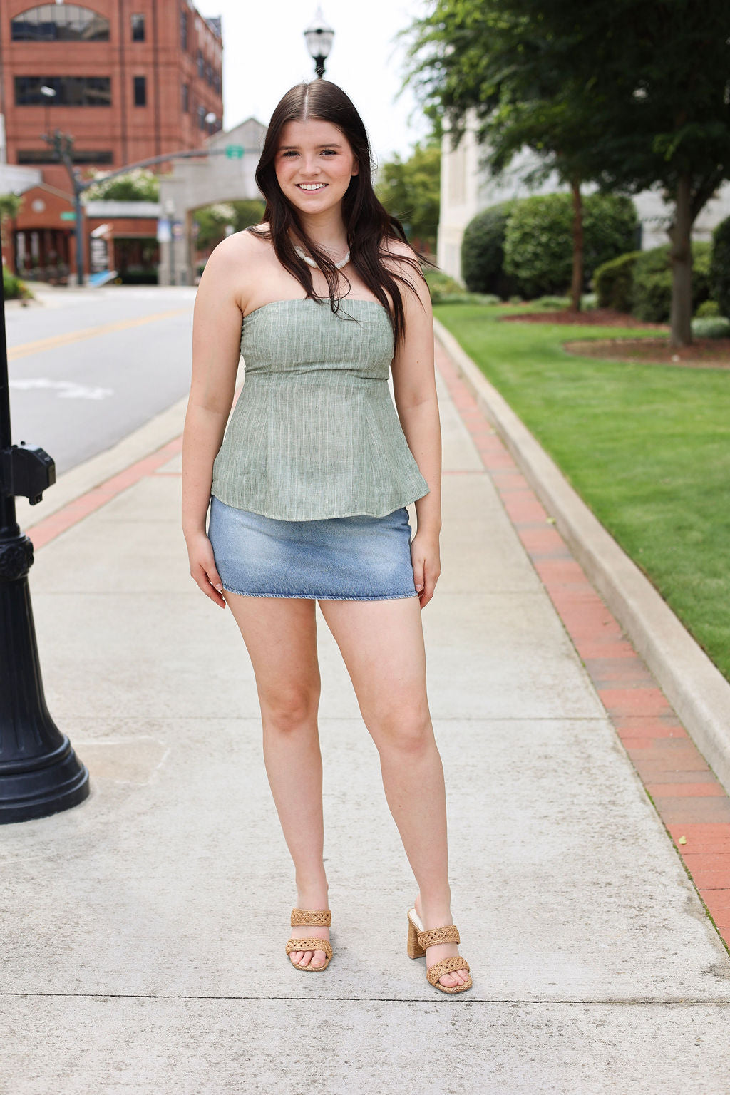 Waves Tube Top - Sage Green
