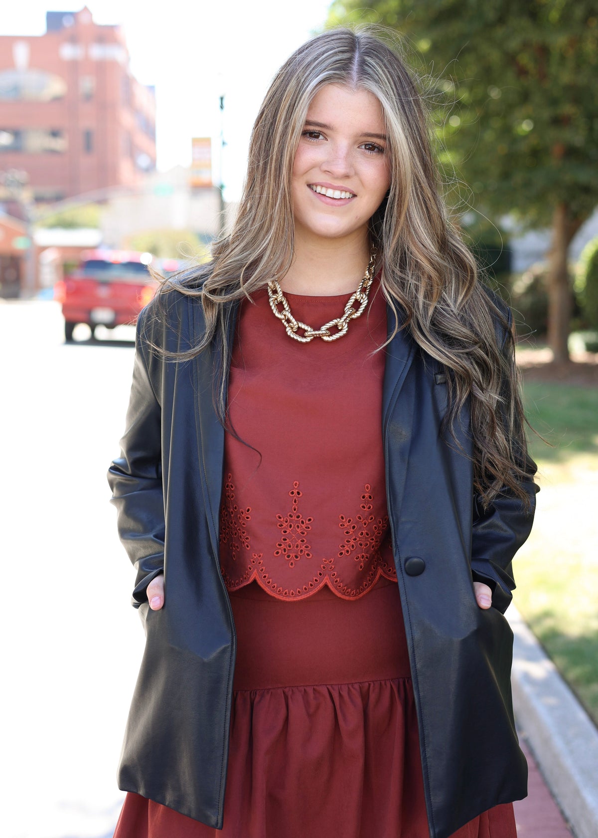 Oversized Faux Leather Blazer - Black