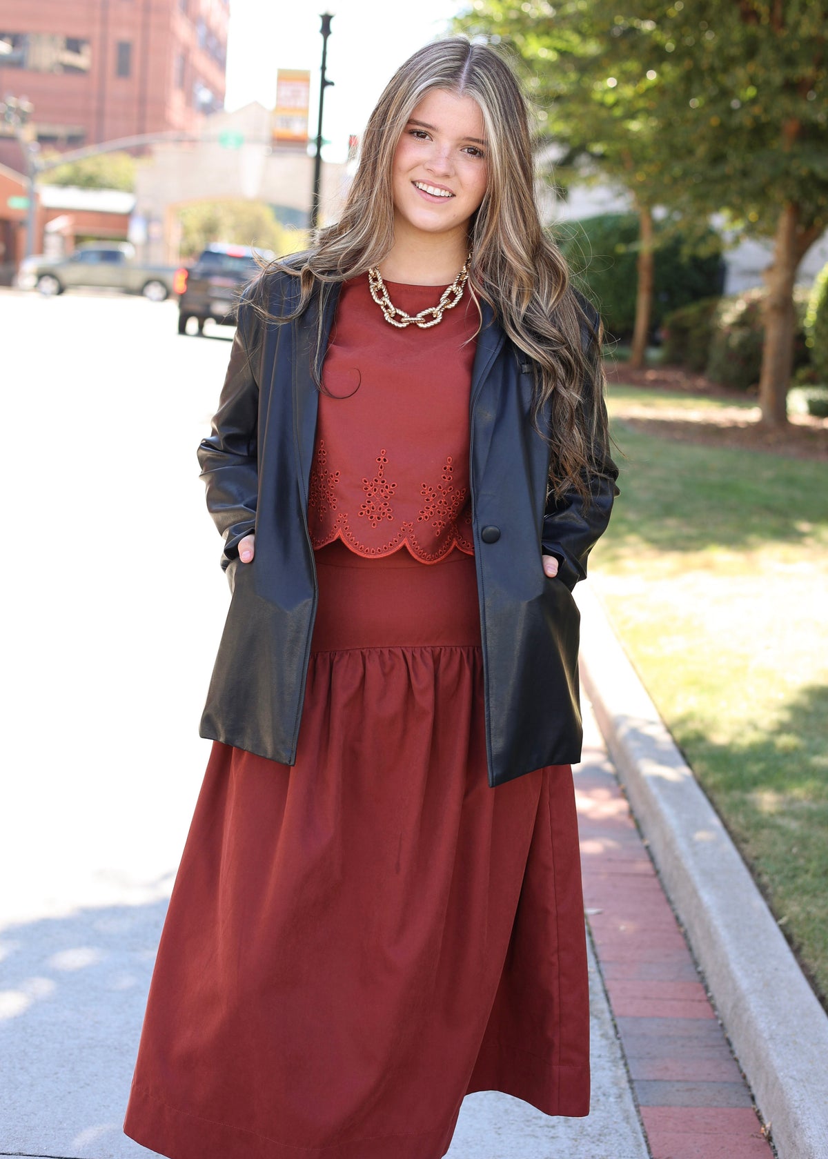 Oversized Faux Leather Blazer - Black