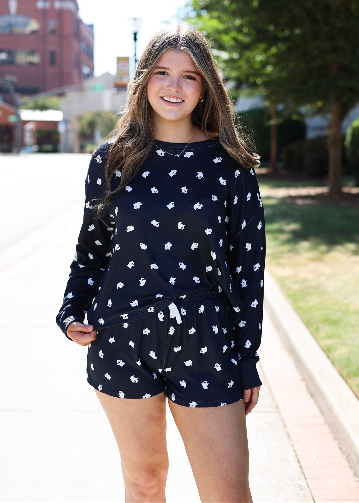 Regan Ghost Long Sleeve Top - Black