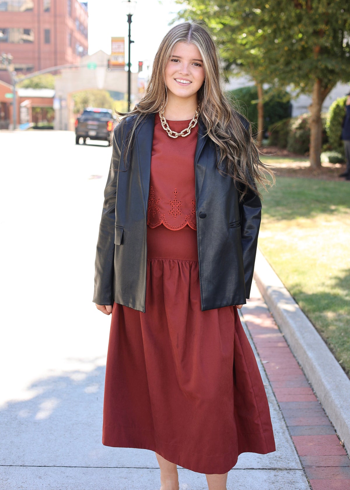 Oversized Faux Leather Blazer - Black