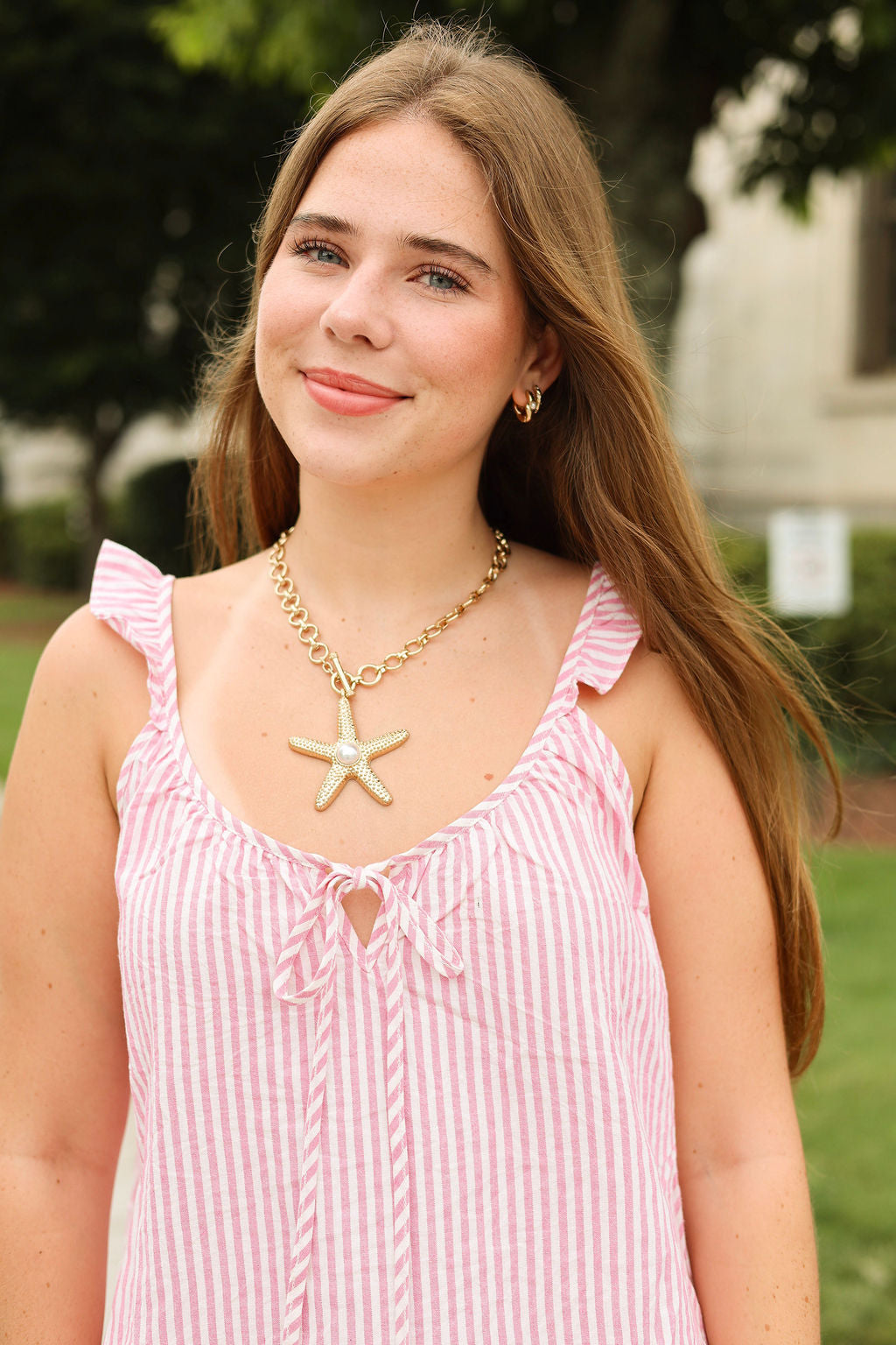 Sealife Theme Pendant Necklace - Starfish/Gold